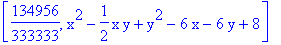 [134956/333333, x^2-1/2*x*y+y^2-6*x-6*y+8]